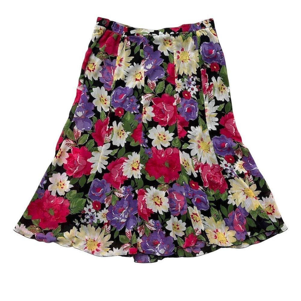 Kim Rogers Women's Floral A-Line Midi Skirt Multicolor Size M - Picture 6 of 6